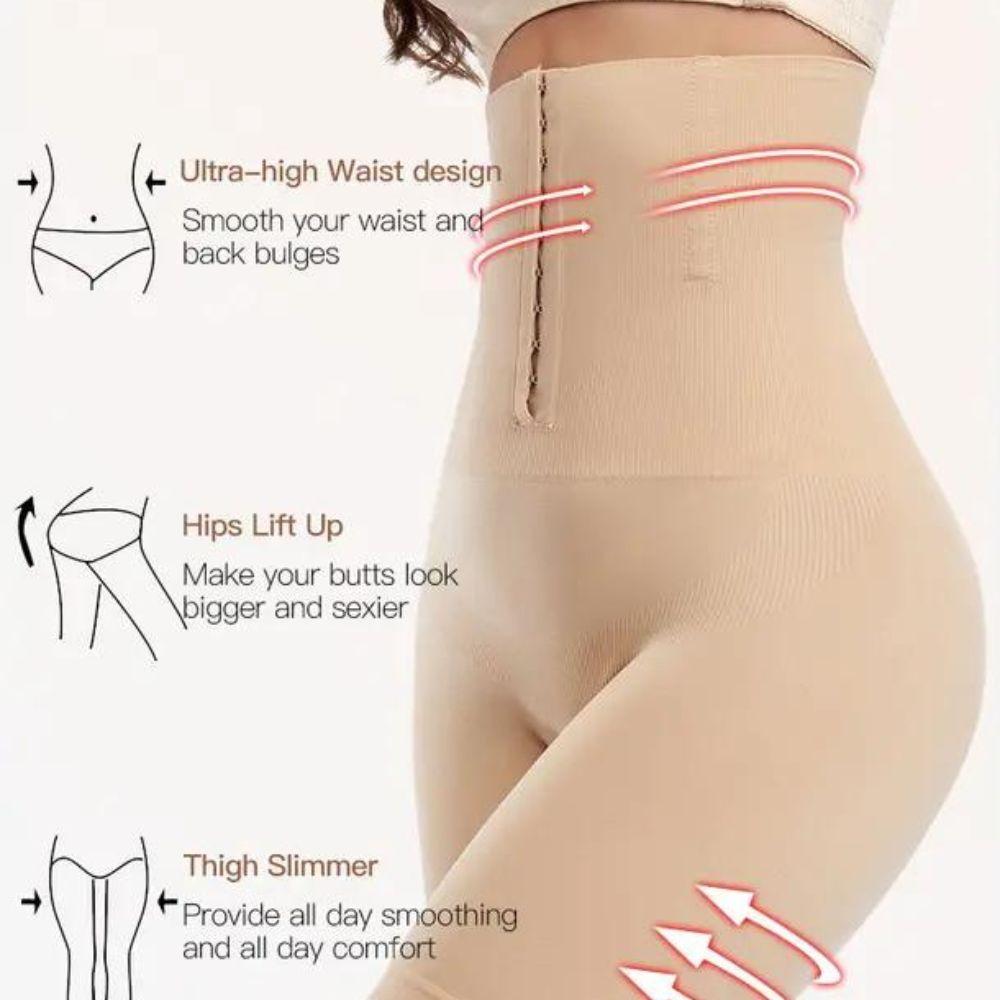 Shapewear panties for tummy control, high waisted with front closure