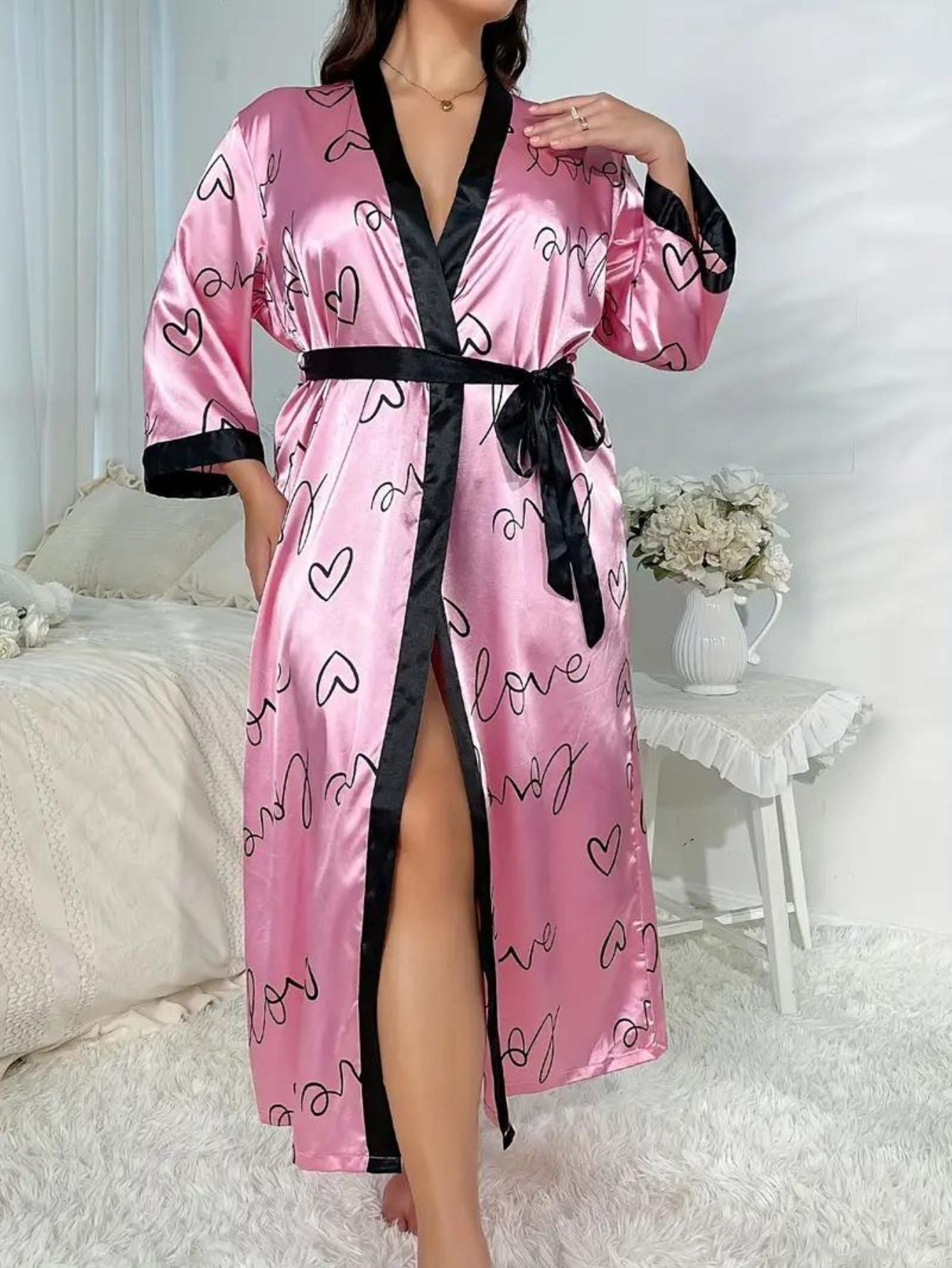 SlimGrace™ Robe M7 Pink Love Pattern