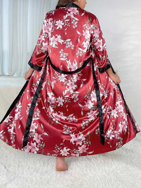 SlimGrace™ Robe M6 Red Flowers Pattern