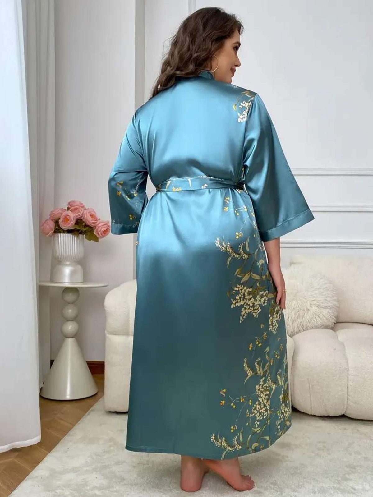 SlimGrace™ Robe with Floral Pattern