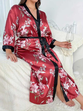 SlimGrace™ Robe M6 Red Flowers Pattern