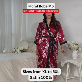 SlimGrace™ Robe M6 Red Flowers Pattern